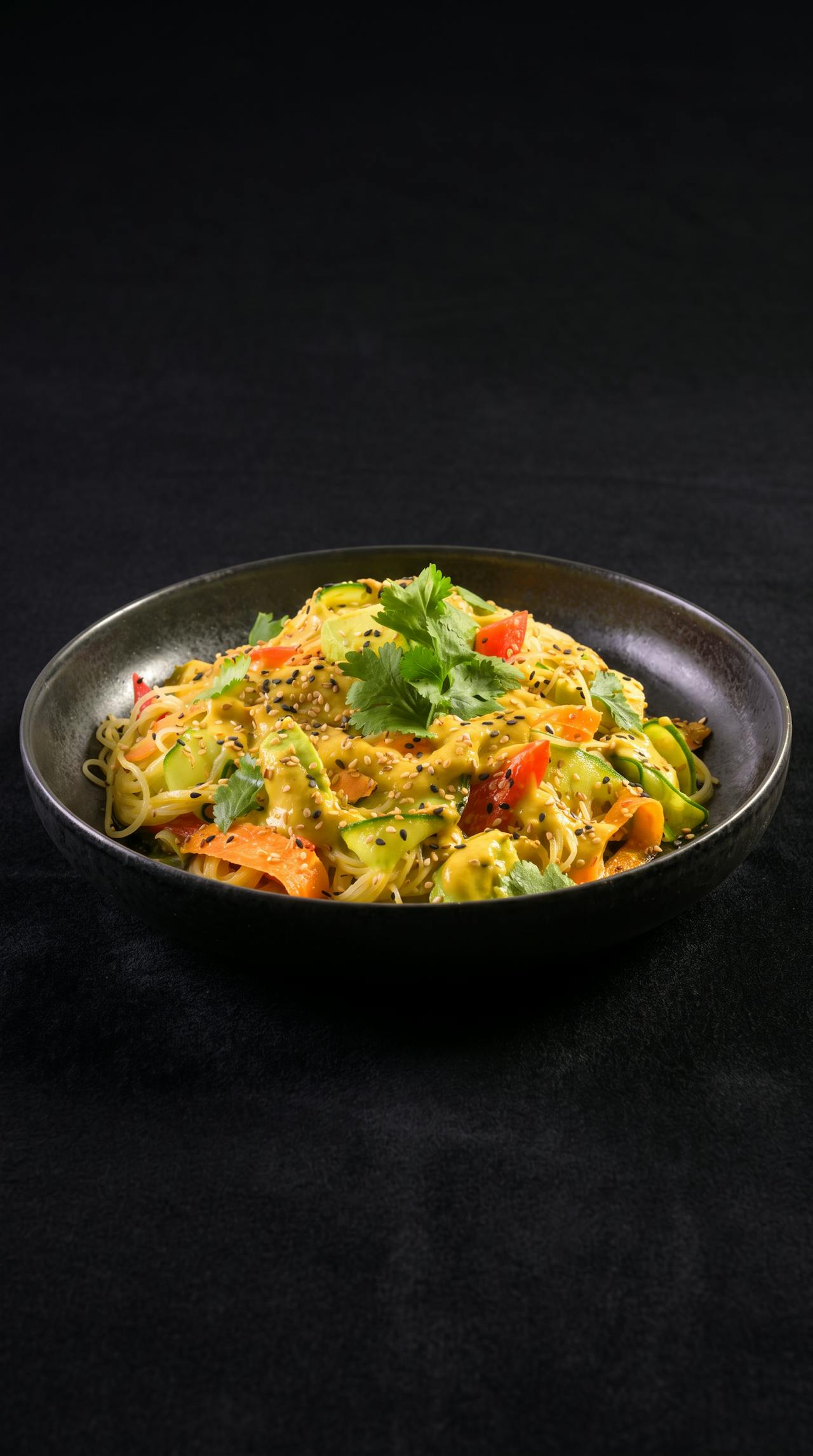 Glass noodle salad with spiced avocado dressing – Kooray recipe with organic Thai curry