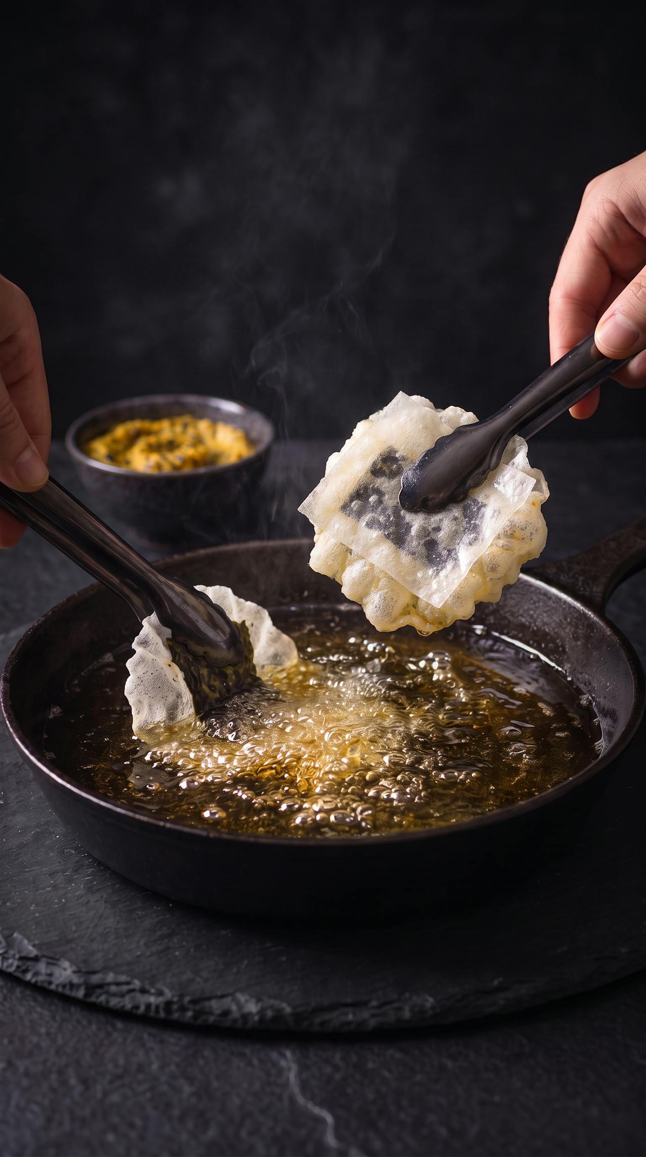 Nori rice paper chips with spicy eggplant dip – step 4