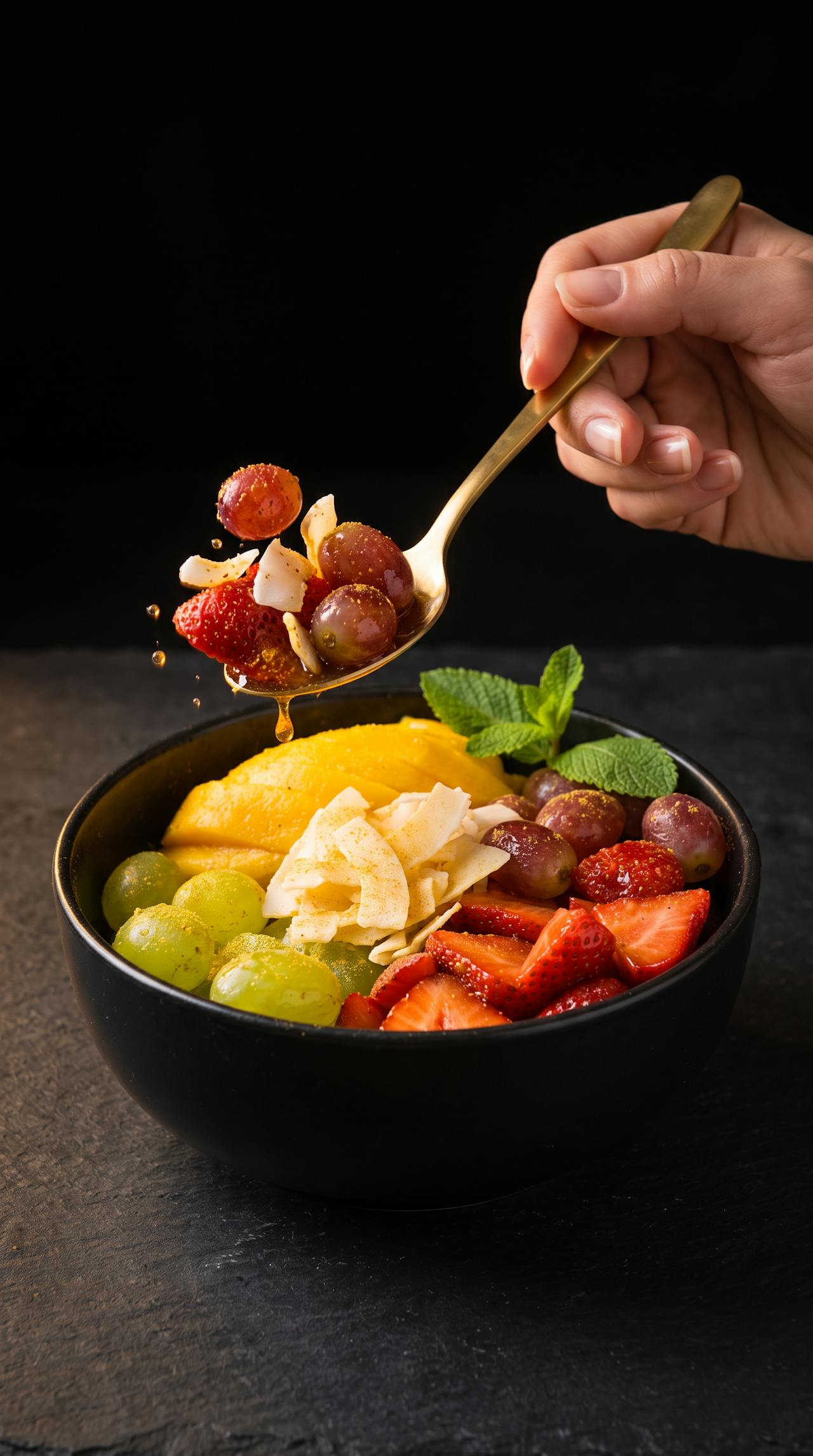 Curry-spiced fruits with coconut chips – step 3