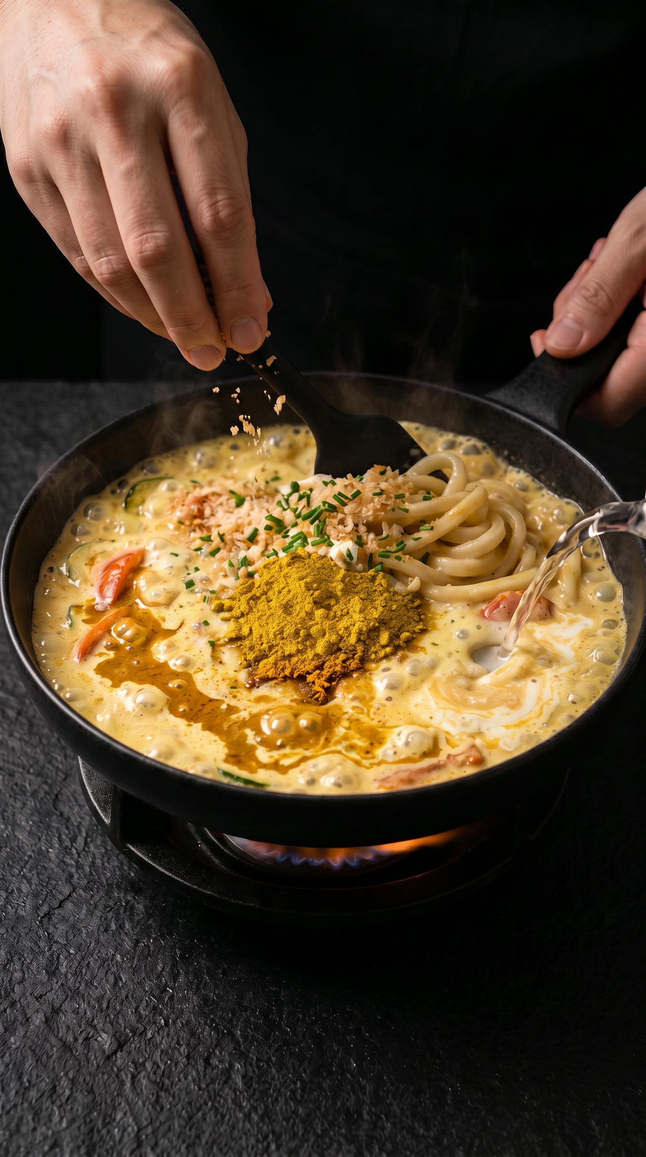 Creamy udon noodles with crispy panko – step 3