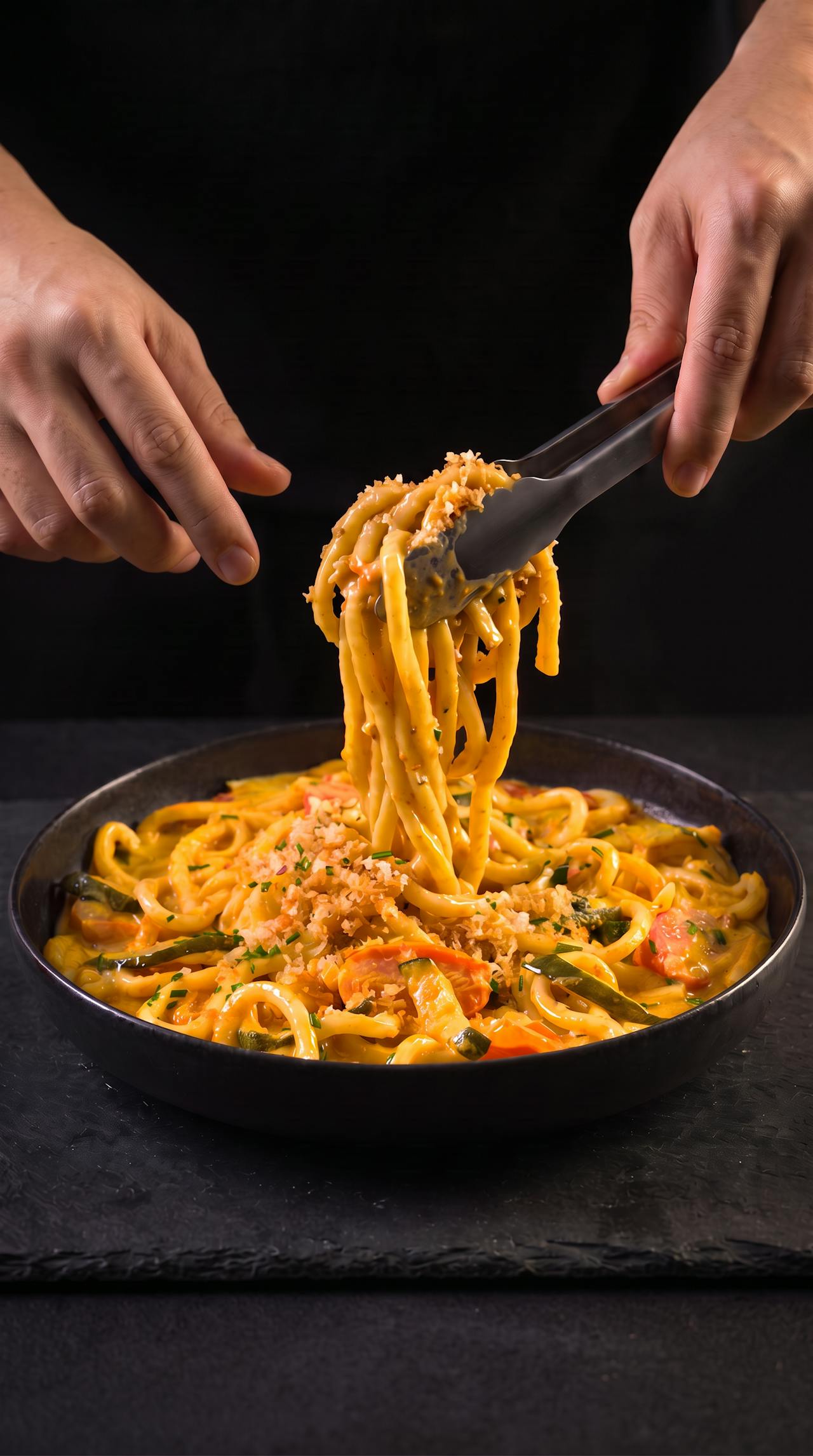 Creamy udon noodles with crispy panko – step 4