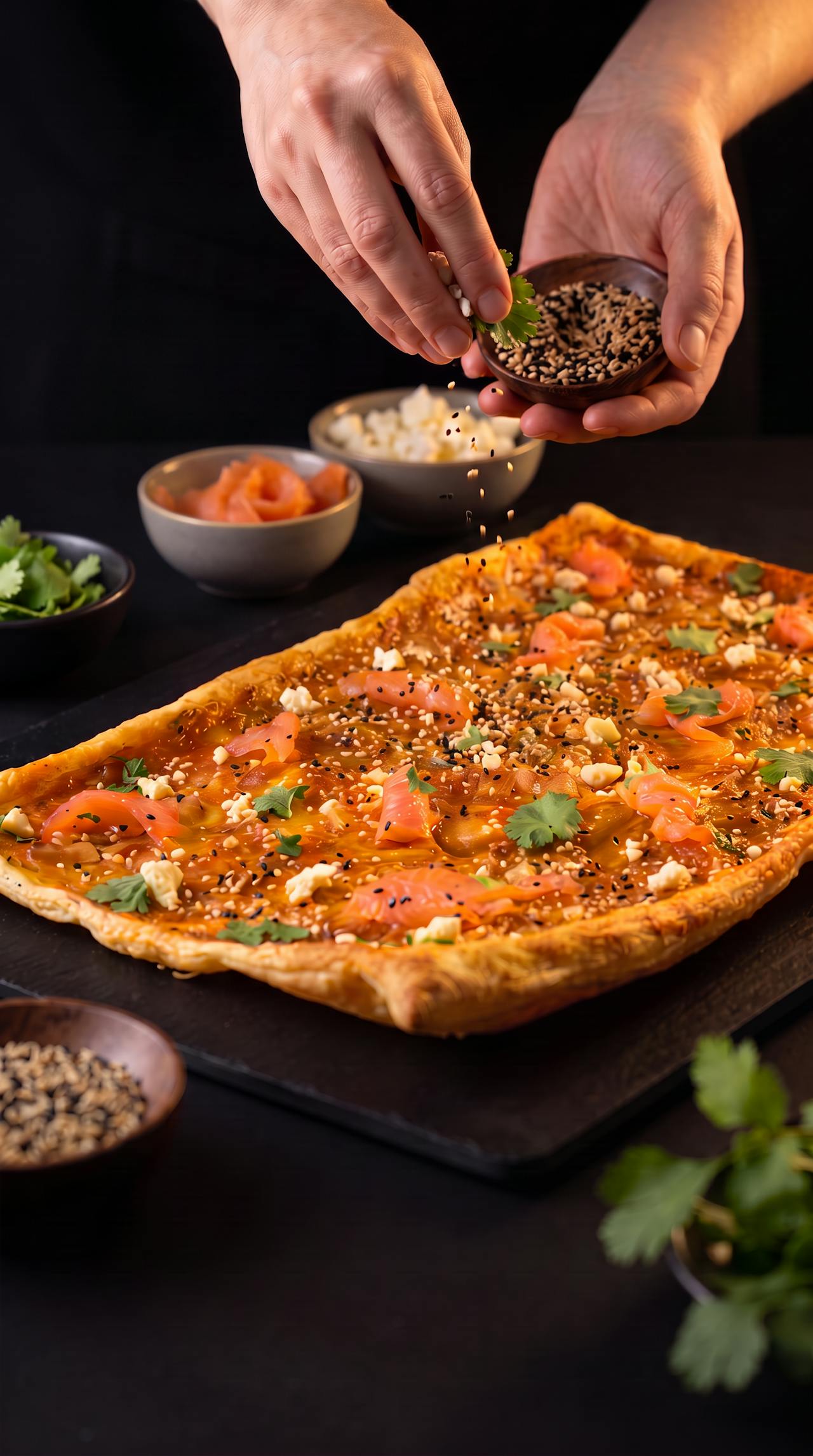 Spiced Flammkuchen mit Räucherlachs und Feta – Schritt 3