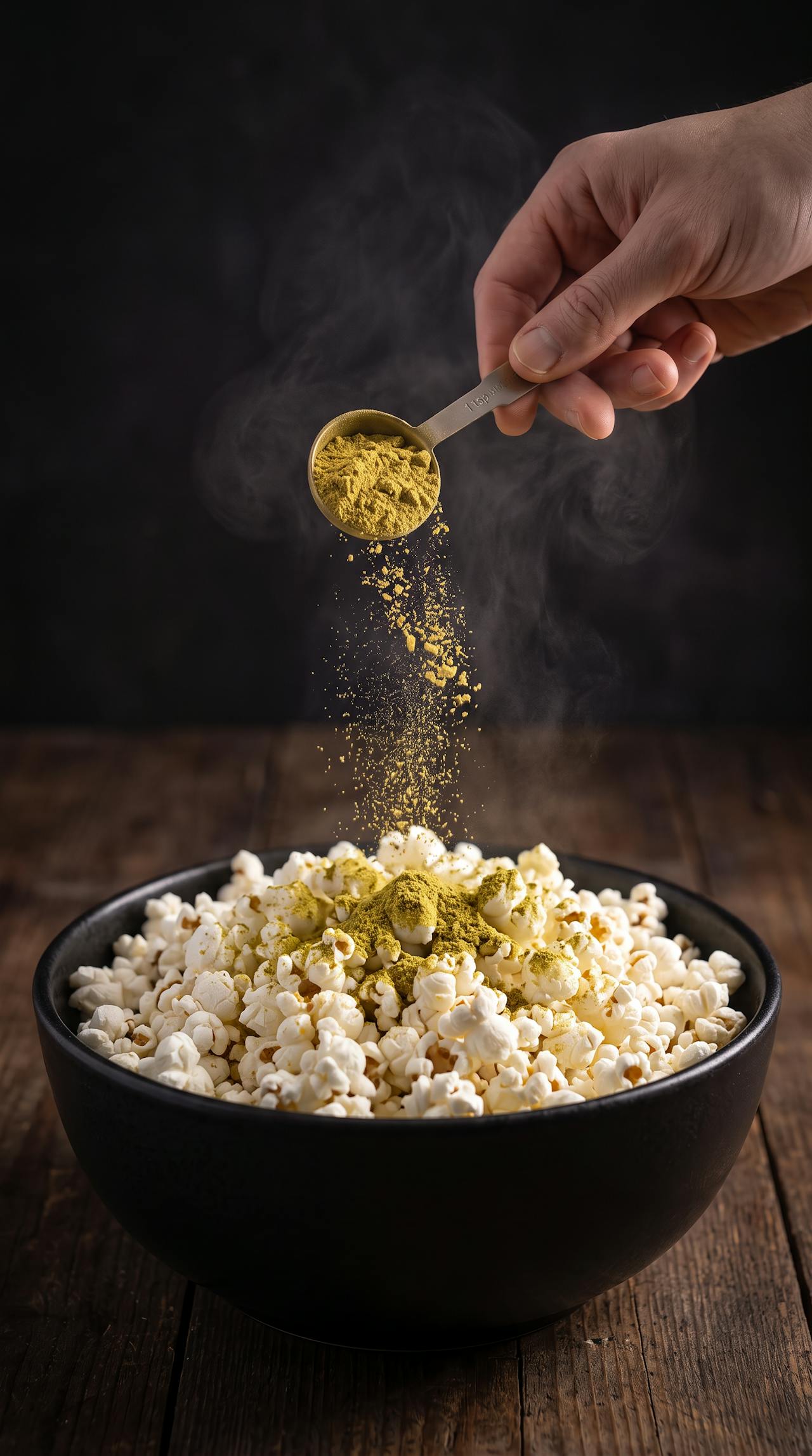 Step 2: Sprinkle fresh popcorn with Kooray organic green Thai curry