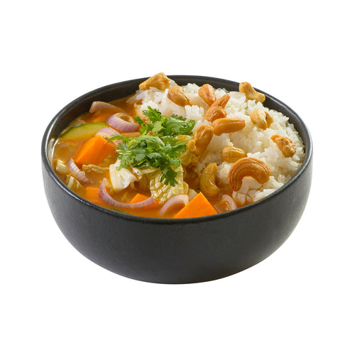 Bio Massaman Thai Curry mit Süßkartoffel, Cashews und Reis